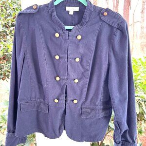 DRESS BARN MILITARY STYLE DARK BLUE JACKET LADIES CANVAS LARGE